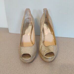 Michael Kors Erika Glitter Peep Toe Heels , size 8M